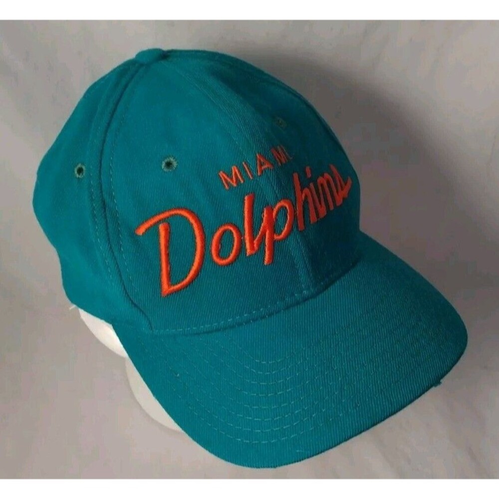 Vintage 90's Miami Dolphins Script Sport Specialties 100% Wool Snapback Hat/Cap